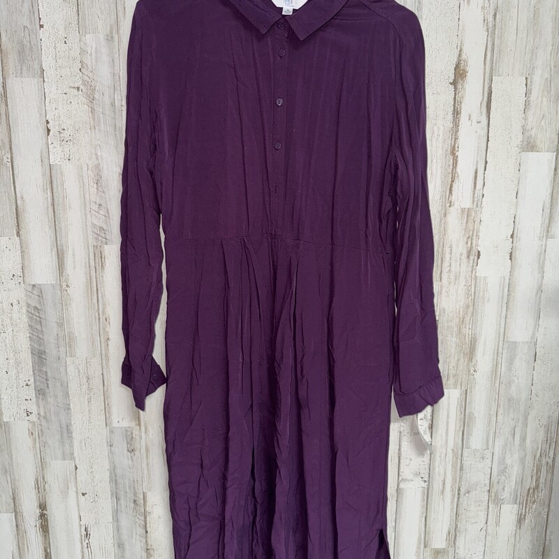 M Drk Purple Button Dress, Purple, Size: Ladies M