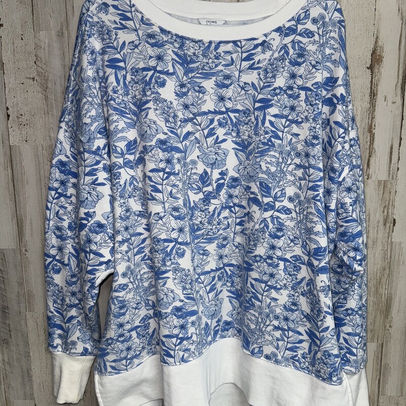 L Blue Floral Sweatshirt, Blue, Size: Ladies L