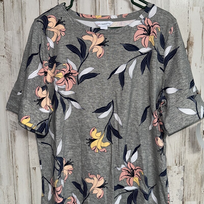 XL Grey Floral Tee