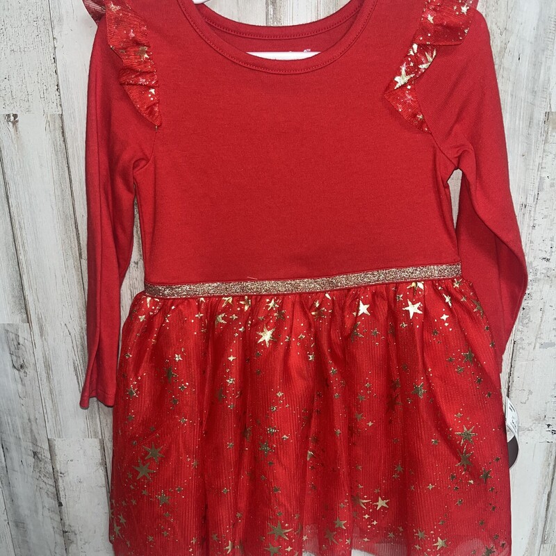 3T Red Mesh Star Dress, Red, Size: Girl 3T