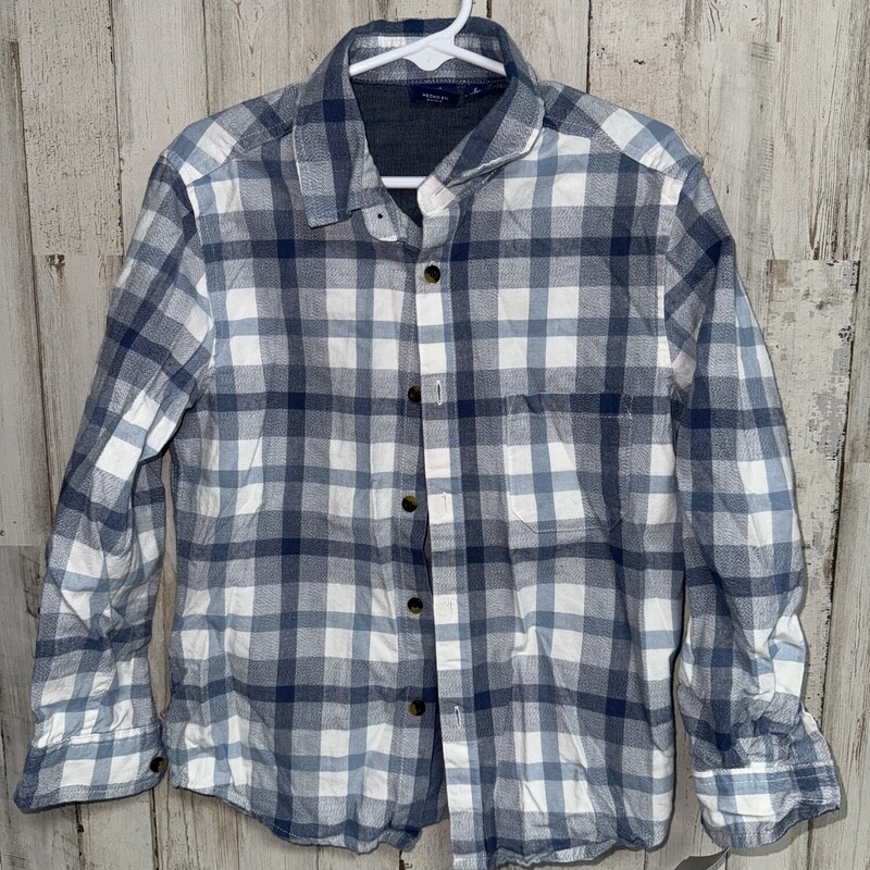 6x Light Blue Plaid Butto