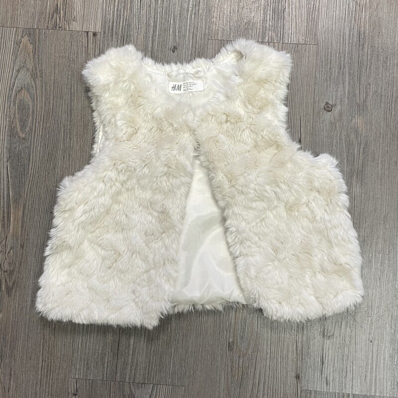 H&M Fuzzy Vest, Ivory, Size: 6-7Y