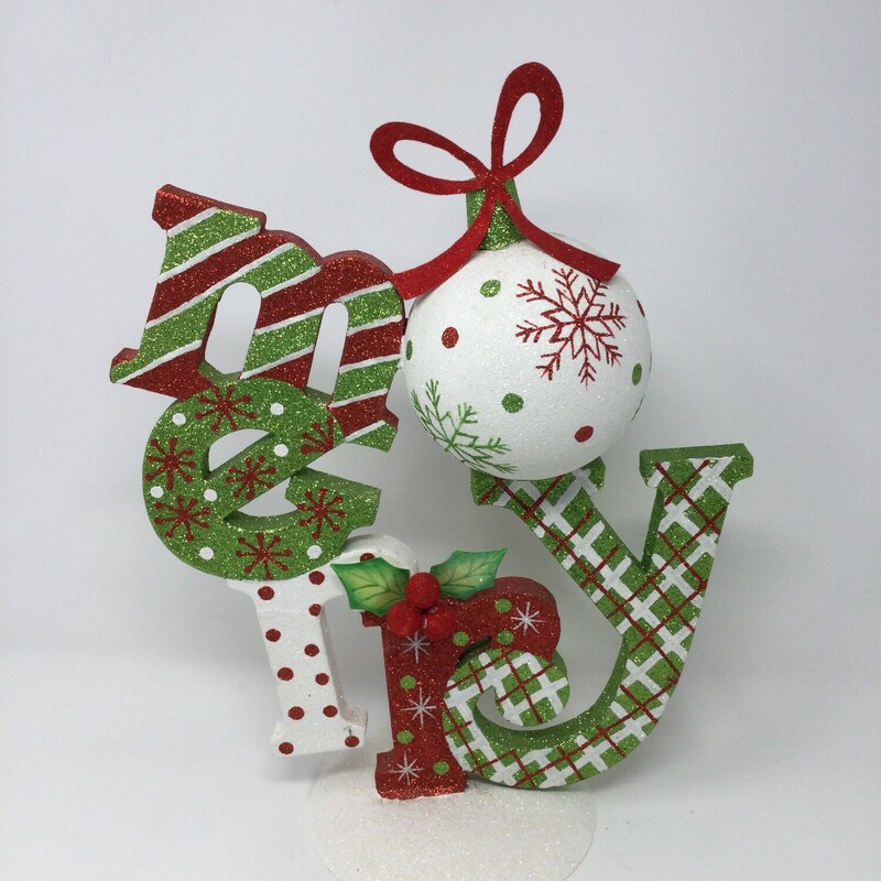 Merry & Ornament Stand,
Red/Green/White,
Size: 15 X 11 In