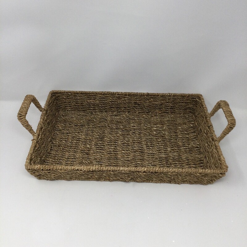 Woven Seagrass Tray With,
Natural,
Size: 15.5 X 10.5 In