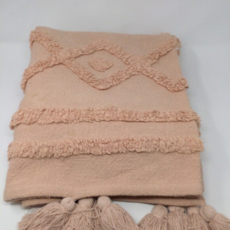 Throw With Tassles, Dusty Pink