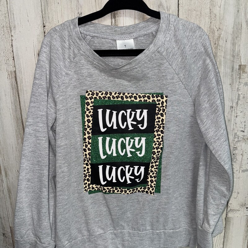 7 Grey Lucky Sweatshirt, Grey, Size: Girl 7/8