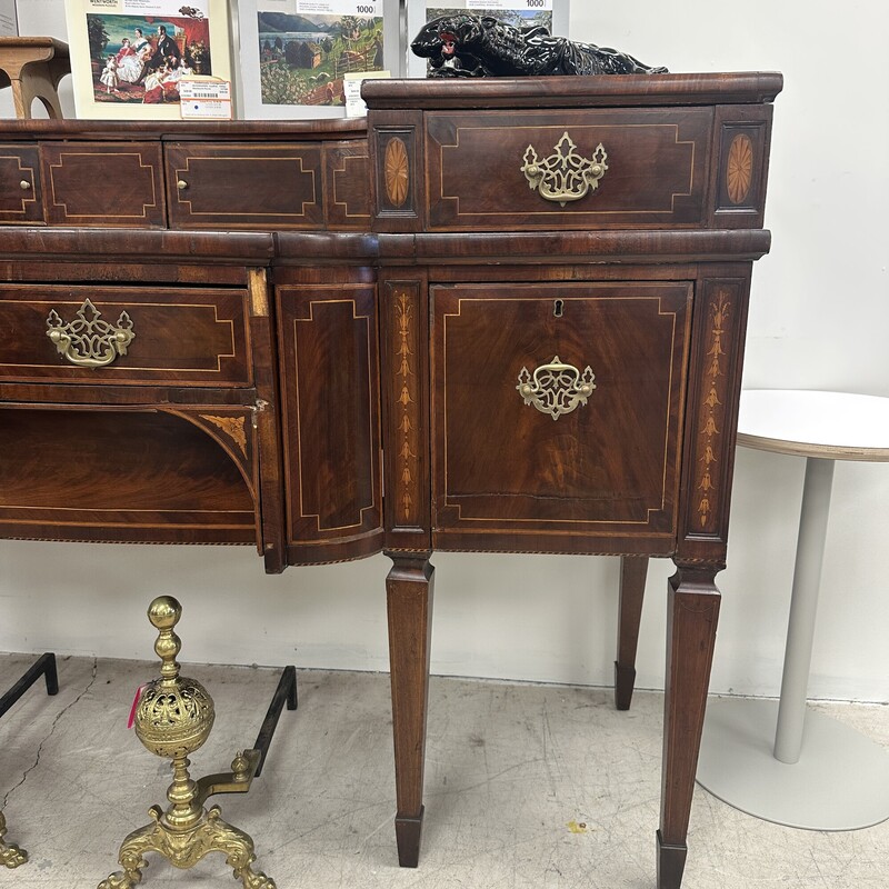 Gorgeous Antique British Sideboard, Carribean Dark Mahogany. A magnificent statement piece!
Size: 78x28x44.5