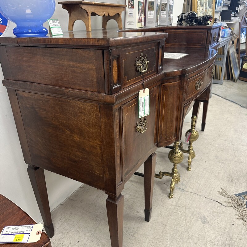 Gorgeous Antique British Sideboard, Carribean Dark Mahogany. A magnificent statement piece!
Size: 78x28x44.5