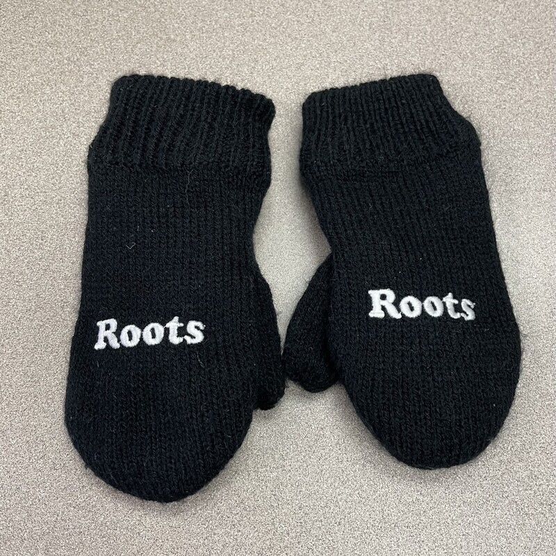 Roots Knit Fleece Lined Mittens, Black, Size: 1-3Y