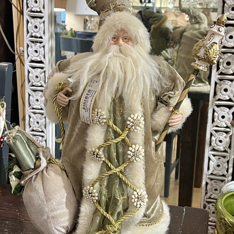 Santa Figurine Gift Bag, Sage, Size: 17 H