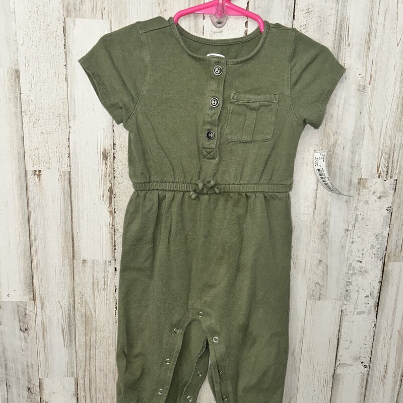 12/18M Olive Button Rompe, Green, Size: Girl 6-12m