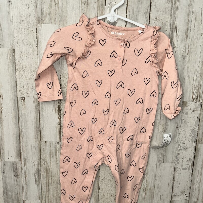 6/12M Pink Heart Romper, Pink, Size: Girl 6-12m