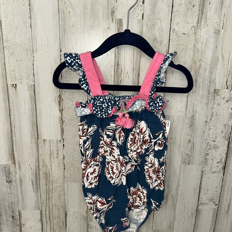 6/12M Blue Floral Bubble, Blue, Size: Girl 6-12m