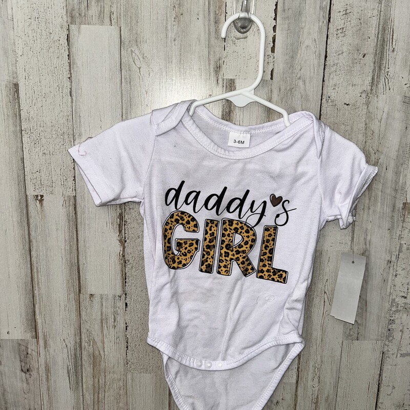 3/6M Cheetah Daddys Girl, White, Size: Girl NB-3m