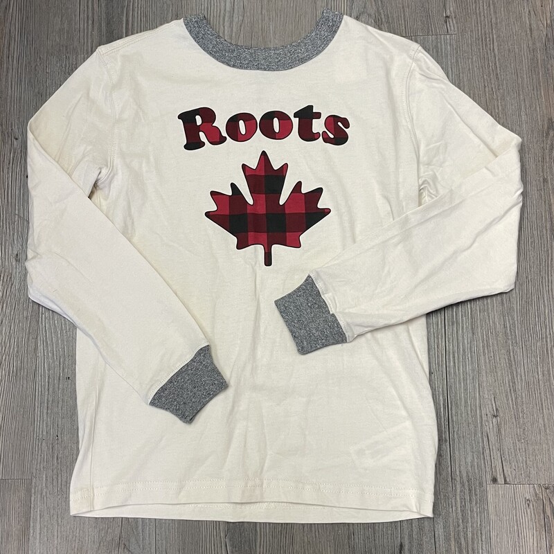 Roots LS Tee, Ivory, Size: 7-8Y