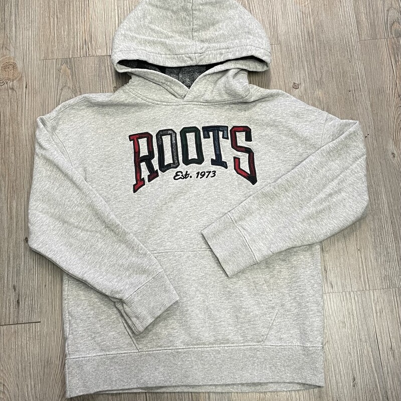 Roots Pullover Hoodie, Grey, Size: 9-10Y