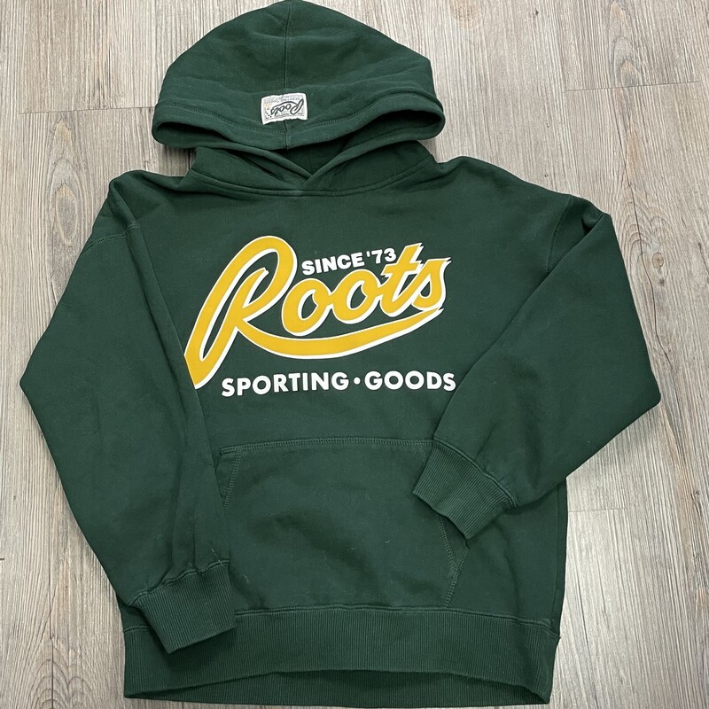 Roots Pullover Hoodie, Green, Size: 9-10Y