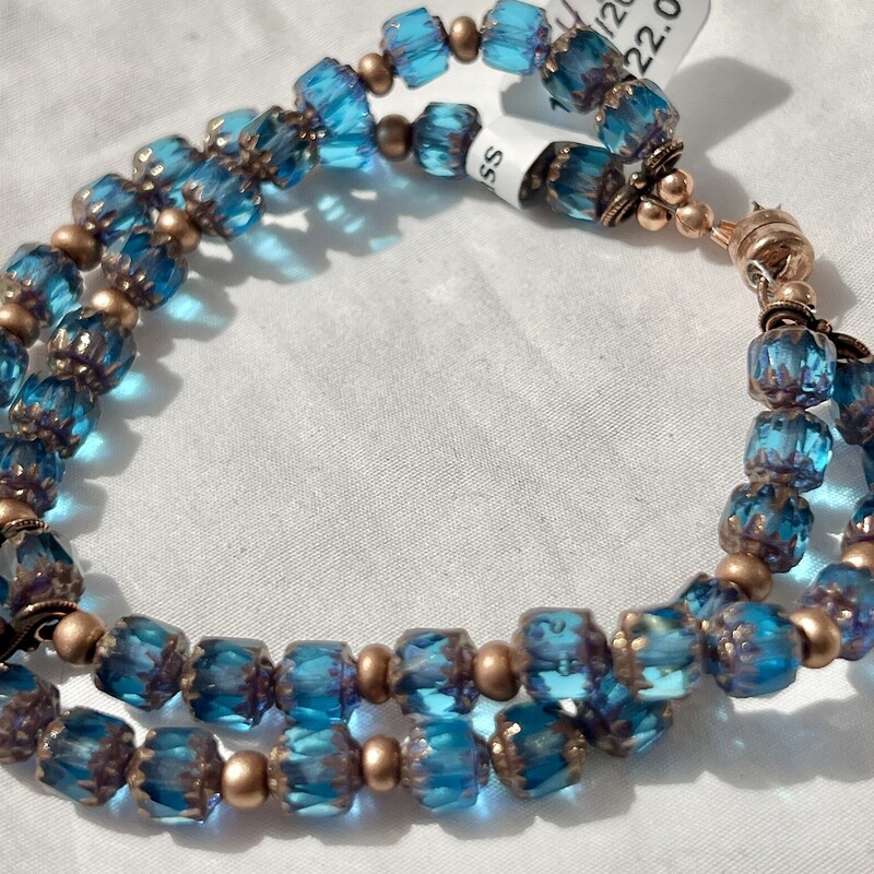 Copper blue glass bracelet