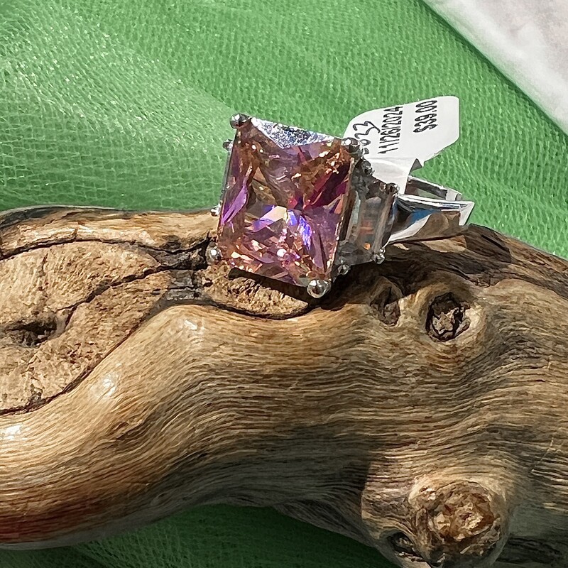 Sterling pink rhinestone ring