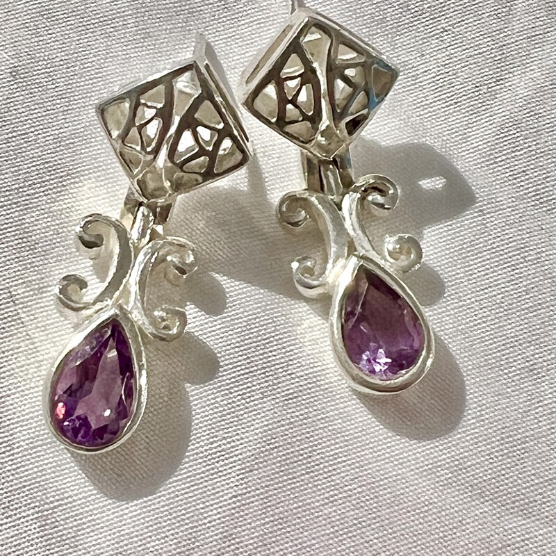 Sterling purple teardrop earrings