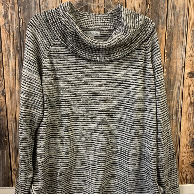 Gray Stripe Cowl Sweater, Size: XL