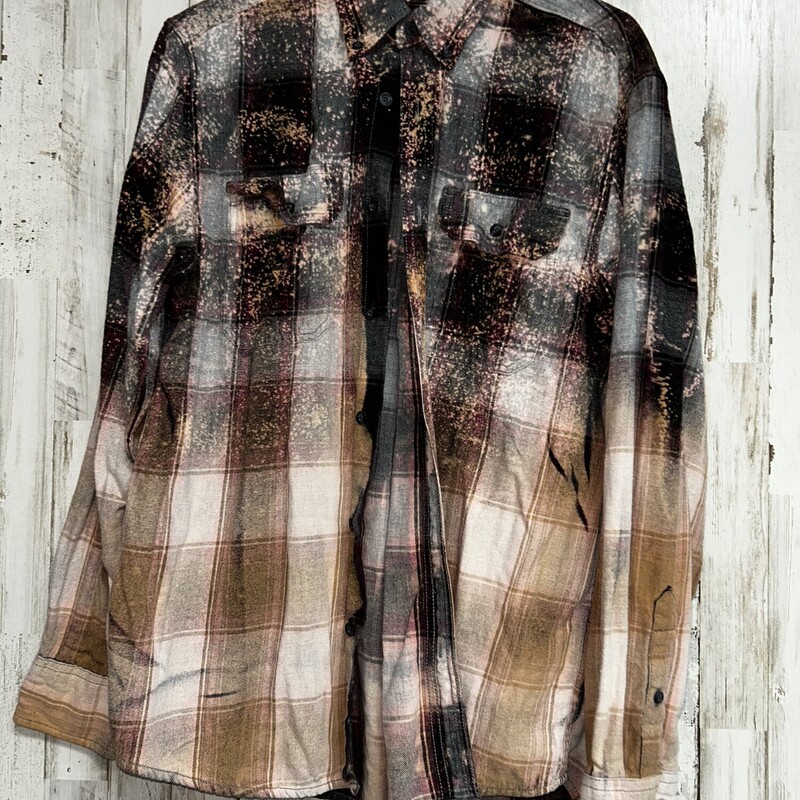 M Bleached Flannel, Black, Size: Ladies M