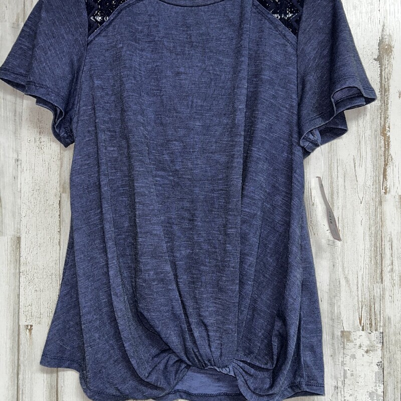 M Navy Tie Knot Lace Tee