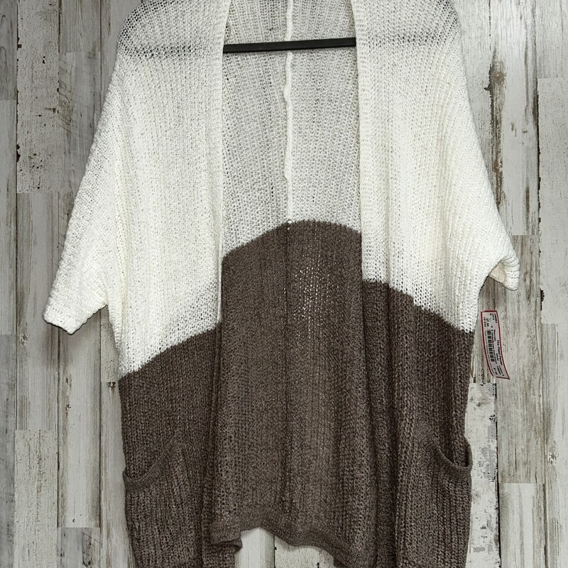 S White/Brown Knit Kimono