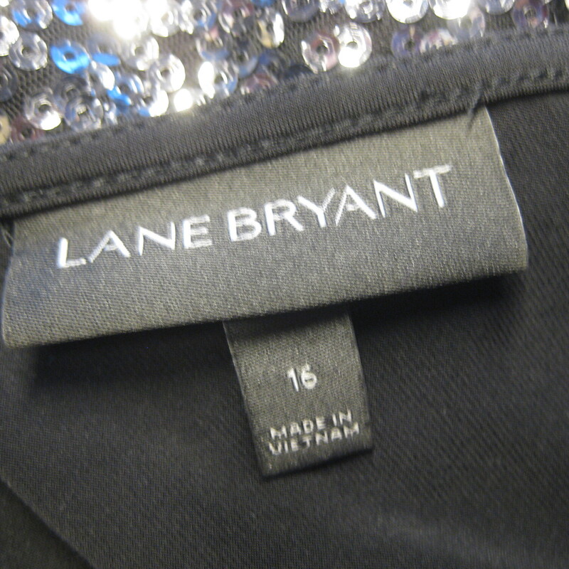 NWT Lane Branyt Sequin Ta, Black, Size: XL<br />
Attention grabbing but elegant bodycon dress by Lane Bryant<br />
New with tags.<br />
<br />
Sleeveless surplice v neck bodice and spakling sequined pencil style skirt.<br />
<br />
marked size 16<br />
Flat measurements: taken with the garment lying flat and unstretched.<br />
armpit to armpit: 20<br />
waist area: aprox 18<br />
hip area: aprox 22.5<br />
length: 45<br />
<br />
Pls note, I have this same dress marked size 18, also NWT.  Please see it here if you'd like to check those measurements and get the best fit for your body.<br />
https://www.mercari.com/us/item/m45567461843/<br />
<br />
thanks for looking!'<br />
#73173