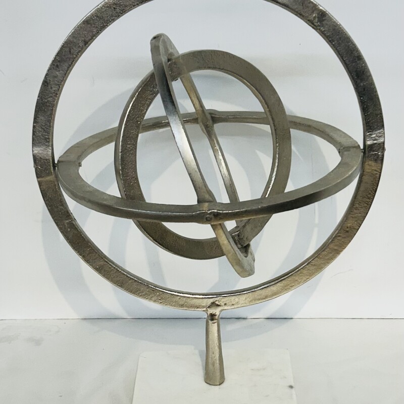 Metal Sphere Sculpture on Marble Stand
Silver White
Size: 12 x 9 x 15.5H