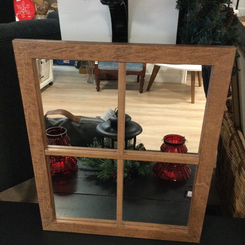 Mirrored Window Pane,
Wood,
Size: 22.5 X 18.5 In