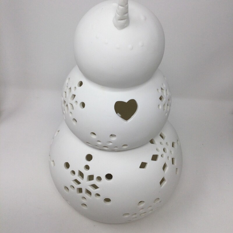 Lighted Ceramic Snowman,
White,
Size: 10 X 6 In