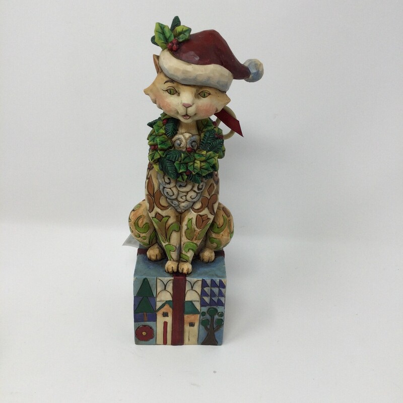 Jim Shore Christmas Cat,
Multi,
Size: 7.5 X 2.5