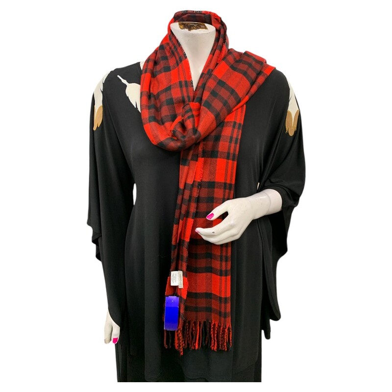 Smart Set Scarf, Red/blk, Size: None