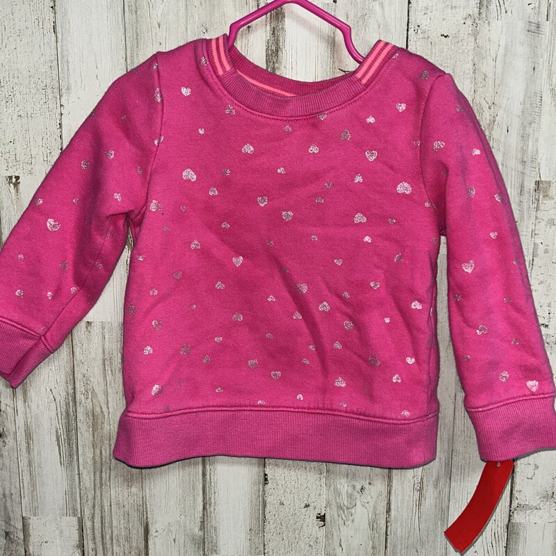 2T Pink Heart Sweatshirt, Pink, Size: Girl 2T