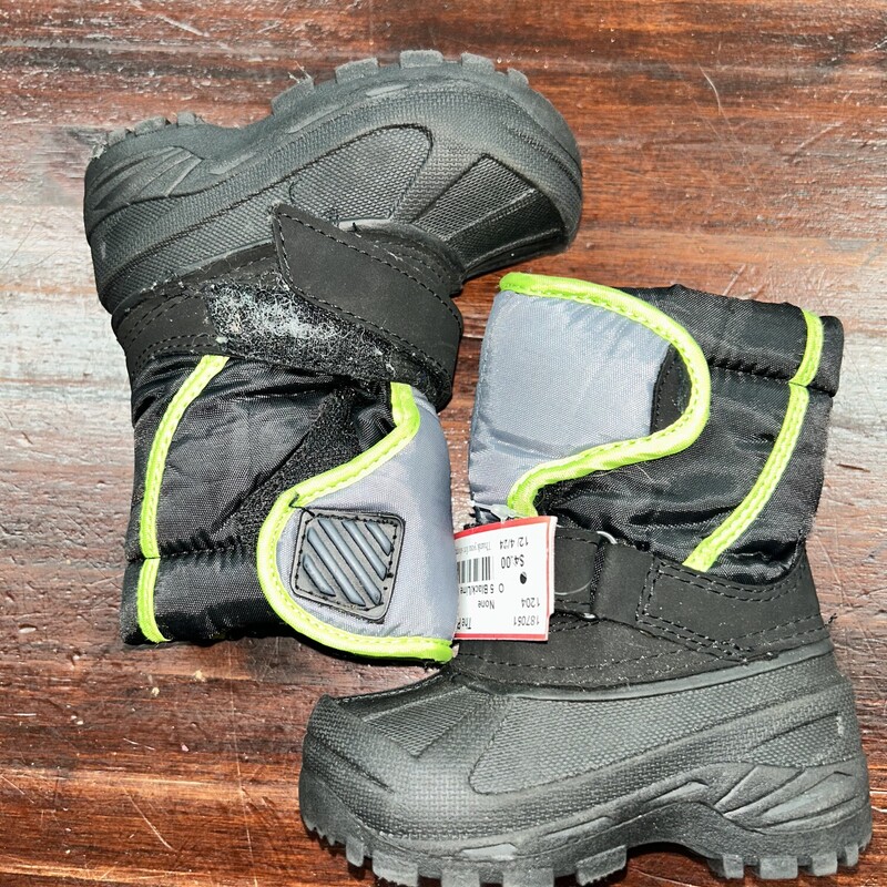 5 Black/Lime Boots, Black, Size: Shoes 5