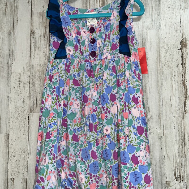 6 Blue Floral Button Tank, Blue, Size: Girl 6/6x