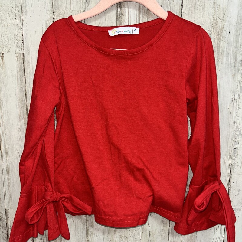 4 Red Tie Sleeve Top