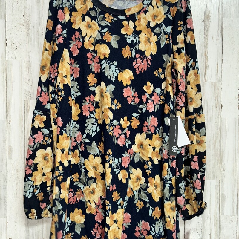 XL Navy Knit Floral Dress