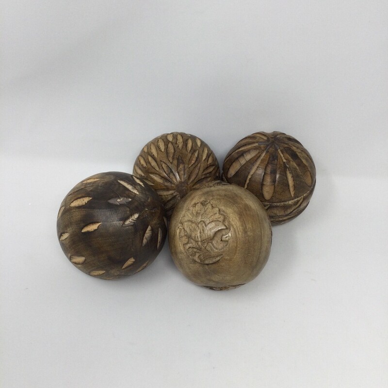 Decorative Wooden Balls,
Brown,
Size: Set Of 4