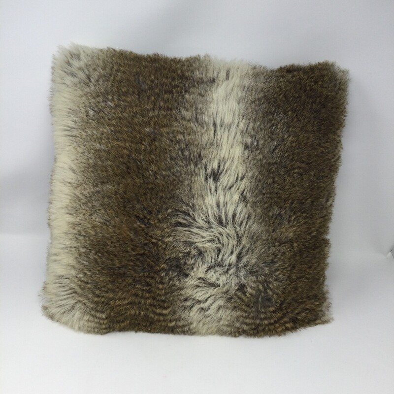 Faux Fur Pillow,
Brown,
Size: 16 X 16 In