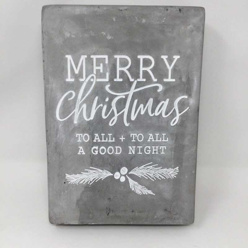 Cement Merry Christmas Sign,
Grey/White,
Size: 10 X 7 X 2