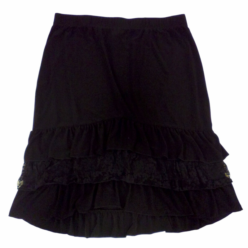 Black Tiered Midi Skirt