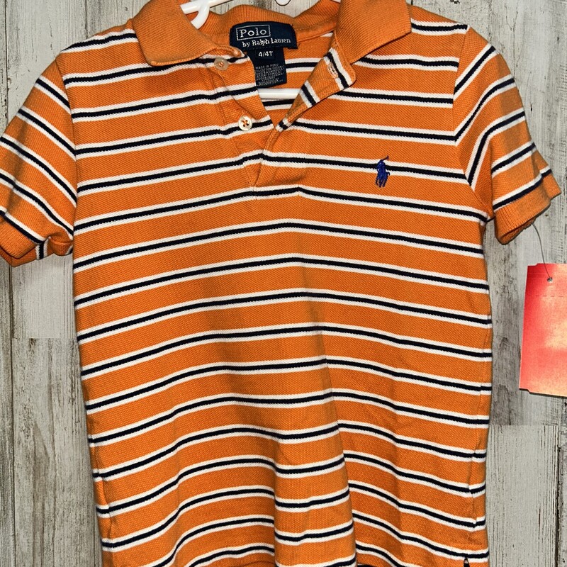 4T Orange Stripe Polo, Orange, Size: Boy 2T-4T