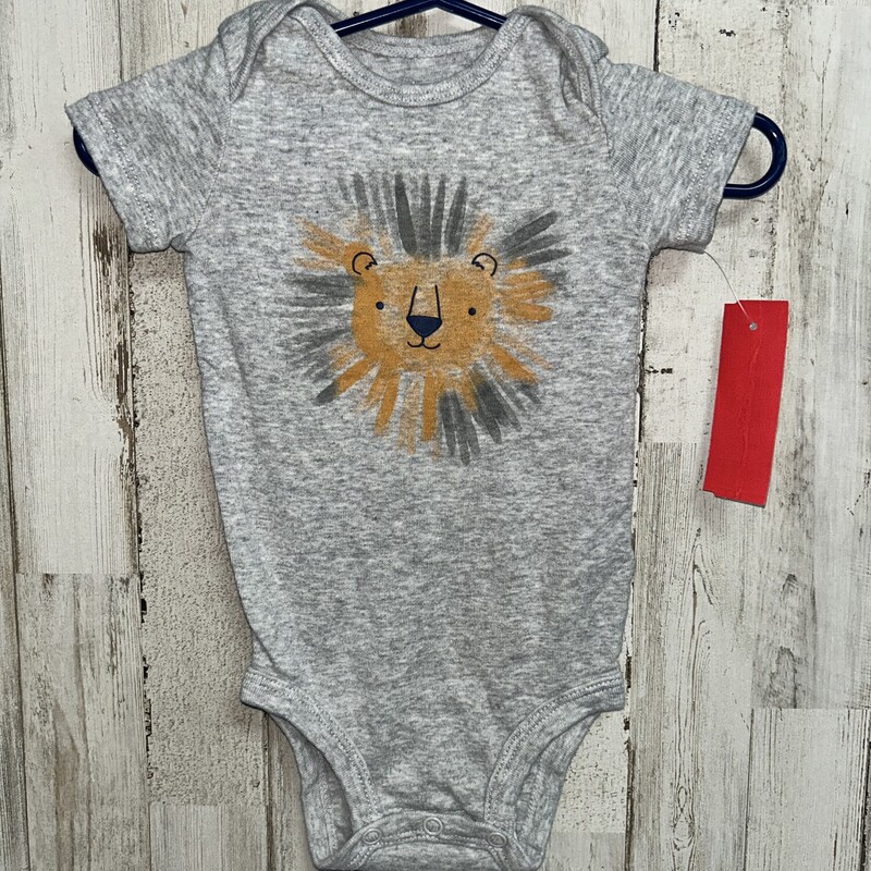 6M Grey Lion Onesie, Grey, Size: Boy 0-9m