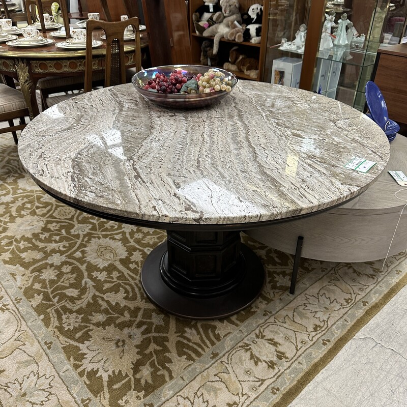 Round Stone Dining Table, Wood/Metal Base
Size: 48in