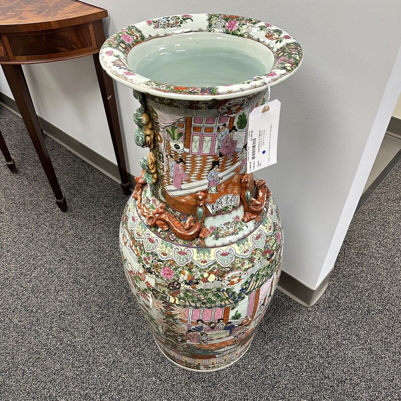 Large Asian Vase/Urn, Multicolored
Size: 15W x 36H