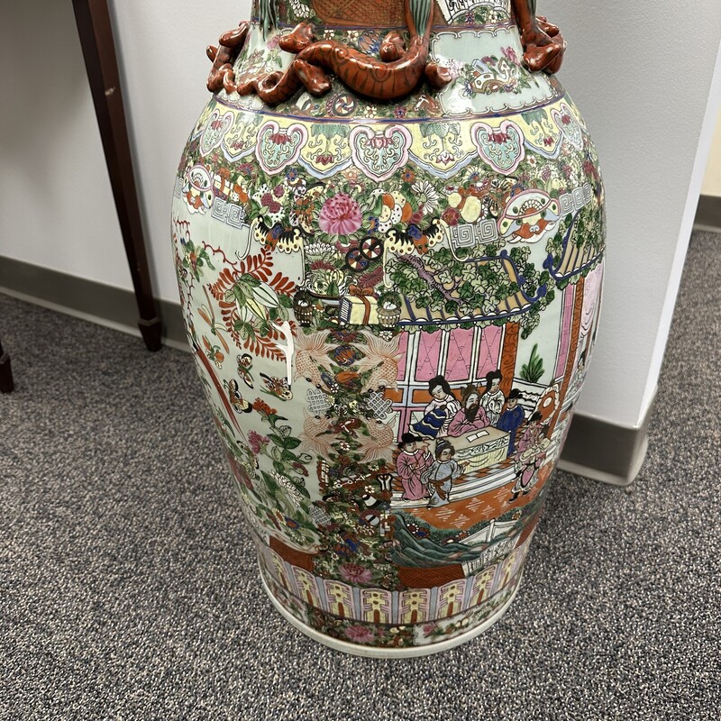 Large Asian Vase/Urn, Multicolored<br />
Size: 15W x 36H