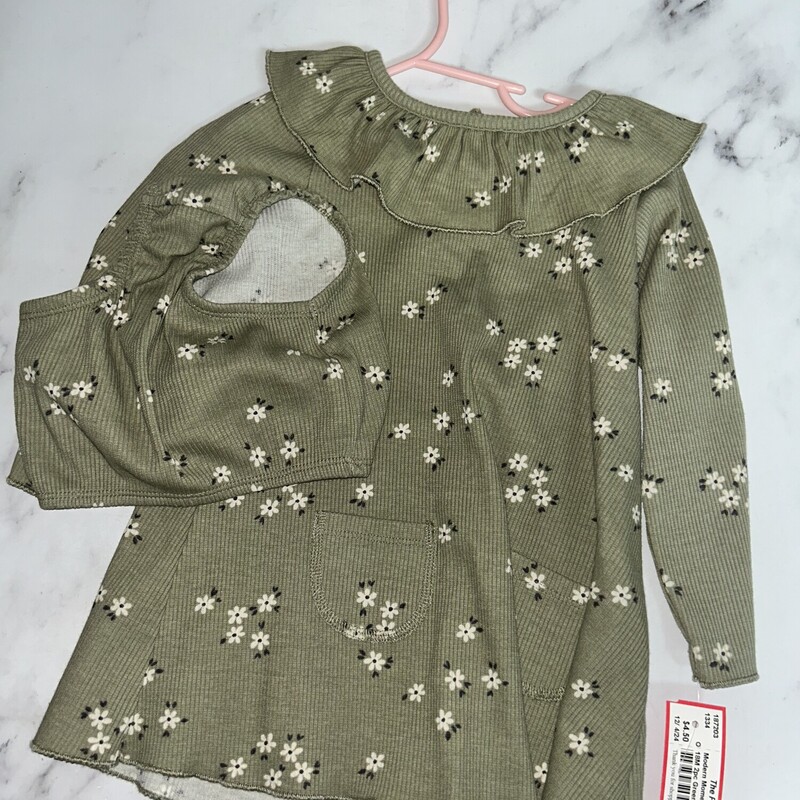 18M 2pc Green Floral Set, Green, Size: Boy 12-24m