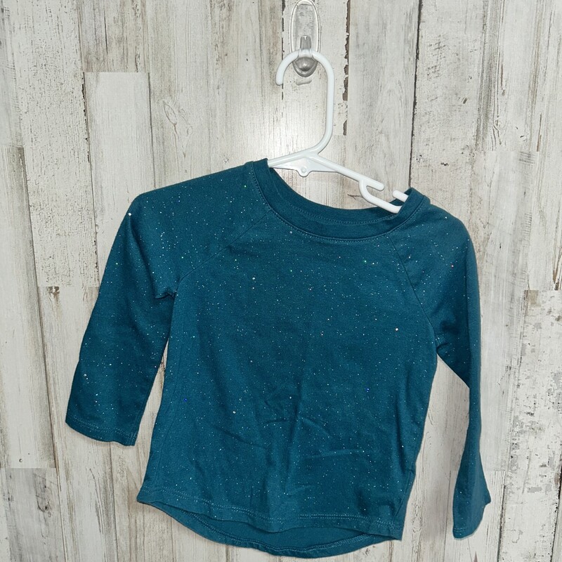 2T Teal Glitter Tee, Teal, Size: Girl 2T